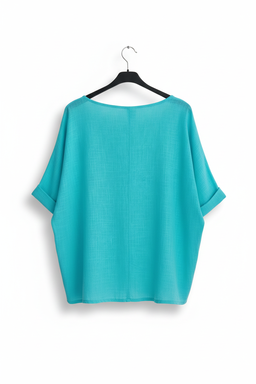 Tee-shirt Femme Oversize Coton Col Large Manches Retroussées L’Essentiel Doux LyaMode