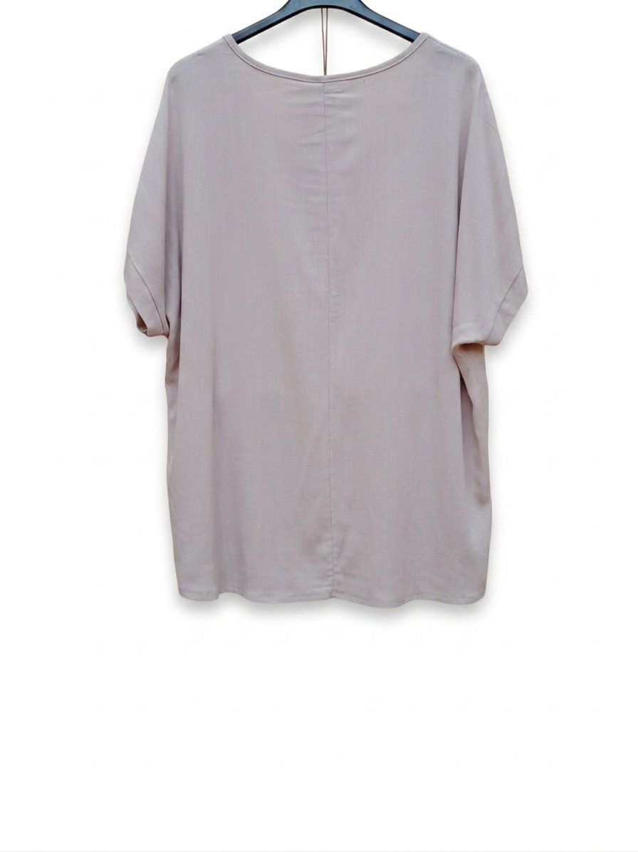 Tee-shirt Femme Col V Fluide Viscose Lin Léger Taille Unique Tee-shirt Nuages Libres LyaMode