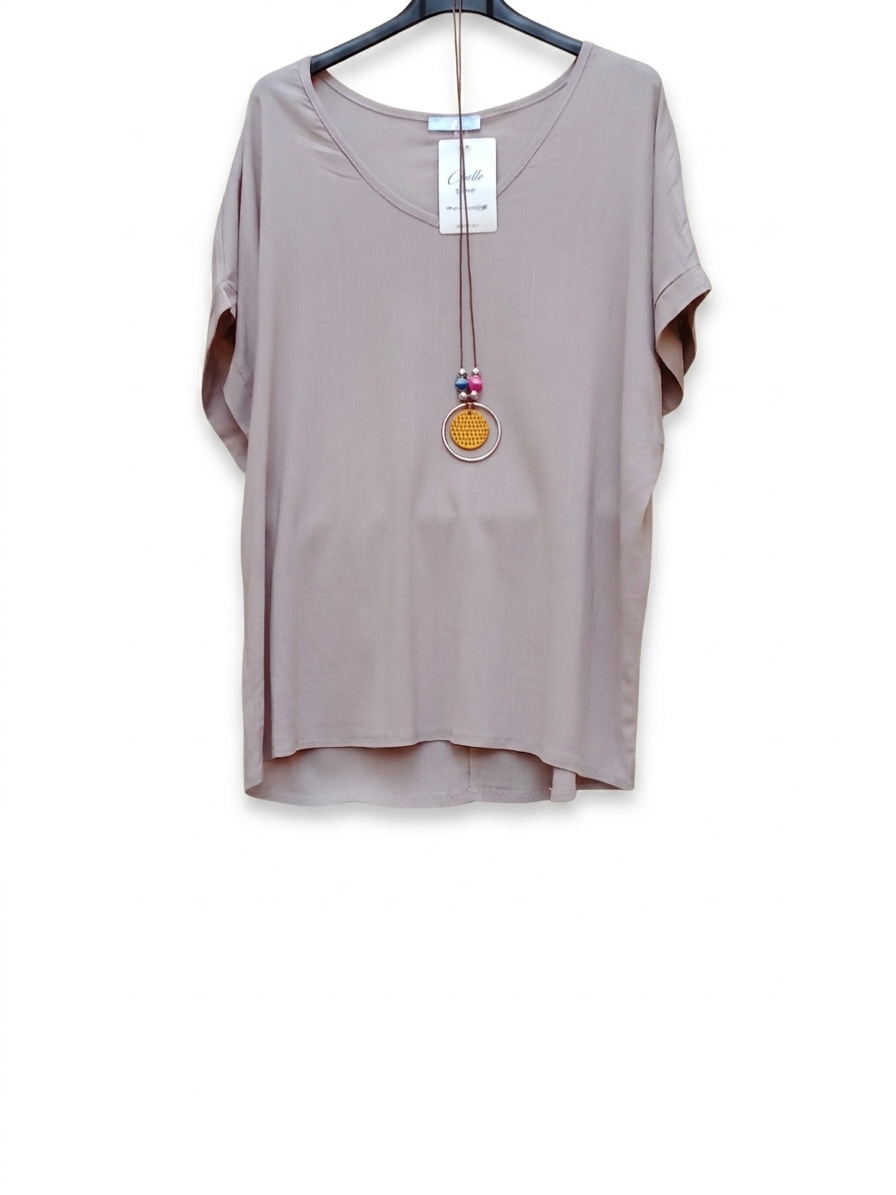 Tee-shirt Femme Col V Fluide Viscose Lin Léger Taille Unique Tee-shirt Nuages Libres LyaMode