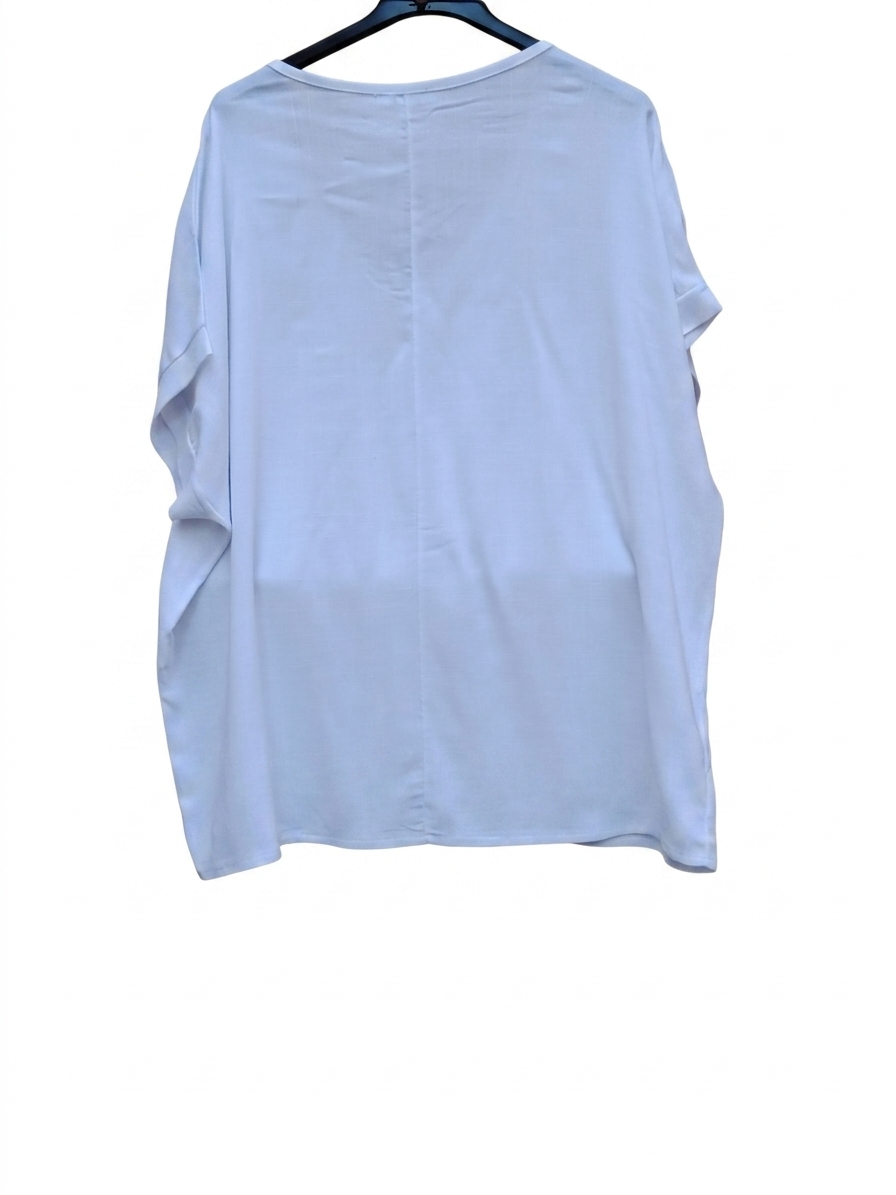 Tee-shirt Femme Col V Fluide Viscose Lin Léger Taille Unique Tee-shirt Nuages Libres LyaMode