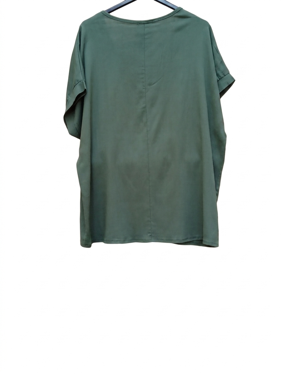 Tee-shirt Femme Col V Fluide Viscose Lin Léger Taille Unique Tee-shirt Nuages Libres LyaMode