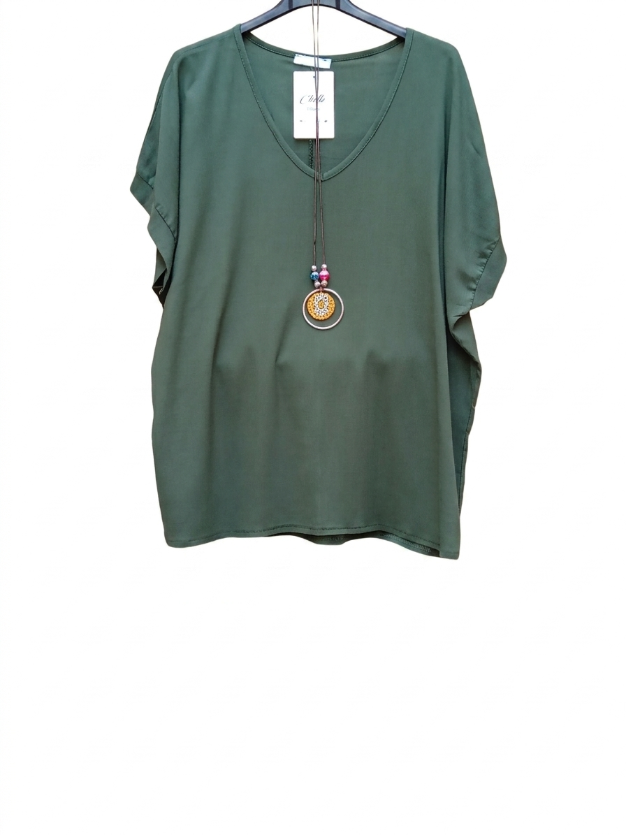 Tee-shirt Femme Col V Fluide Viscose Lin Léger Taille Unique Tee-shirt Nuages Libres LyaMode