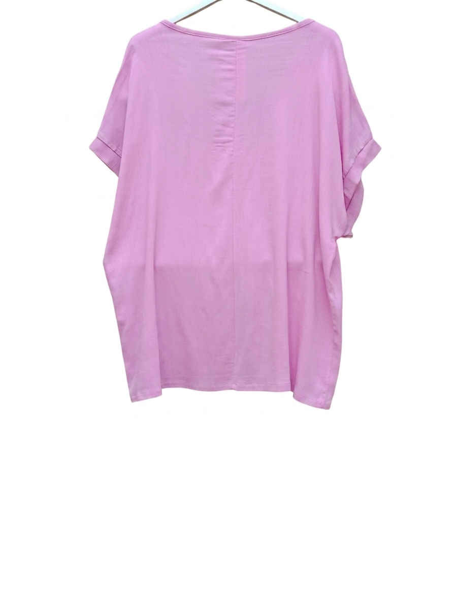 Tee-shirt Femme Col V Fluide Viscose Lin Léger Taille Unique Tee-shirt Nuages Libres LyaMode