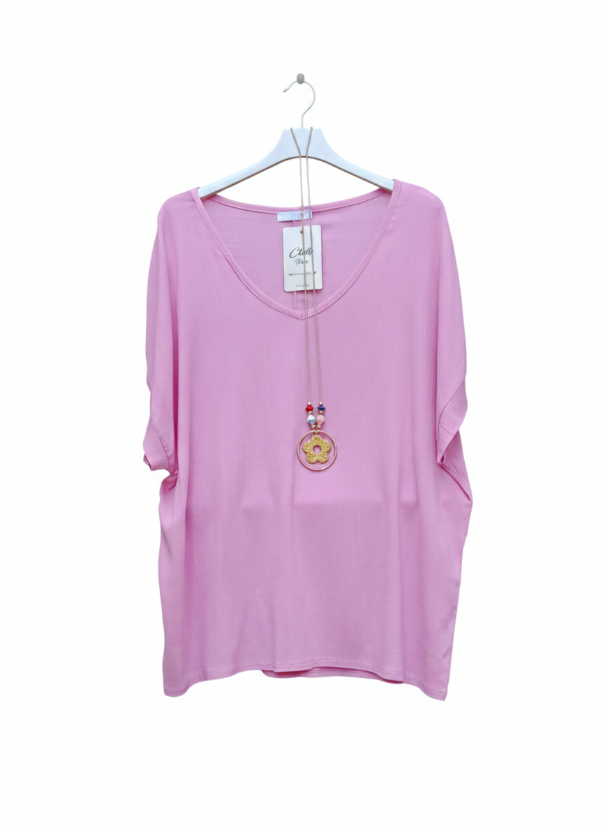Tee-shirt Femme Col V Fluide Viscose Lin Léger Taille Unique Tee-shirt Nuages Libres LyaMode