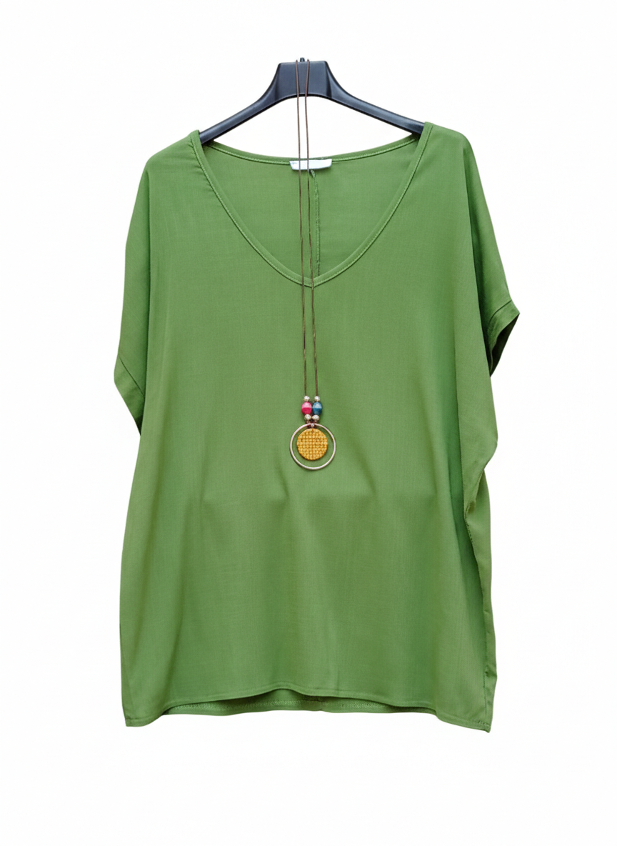 Tee-shirt Femme Col V Fluide Viscose Lin Léger Taille Unique Tee-shirt Nuages Libres LyaMode