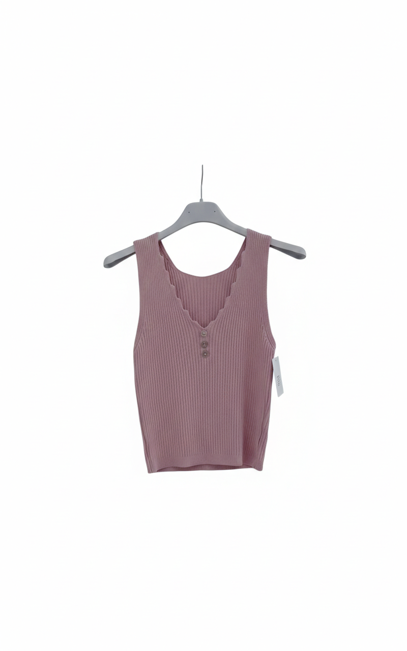 Top Femme Maille Fine Boutons Décolleté V Coupe Ajustée Stretch Confort Bouton d’Été LyaMode