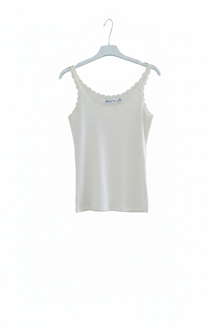 Top Femme Bretelles Dentelle Col Décolleté Maille Douce Stretch Confort Douce Dentelle LyaMode