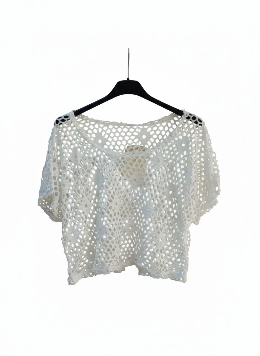 Top Femme Maille Filet Ajourné Bohème Léger Taille Unique Top Libre & Tissé LyaMode