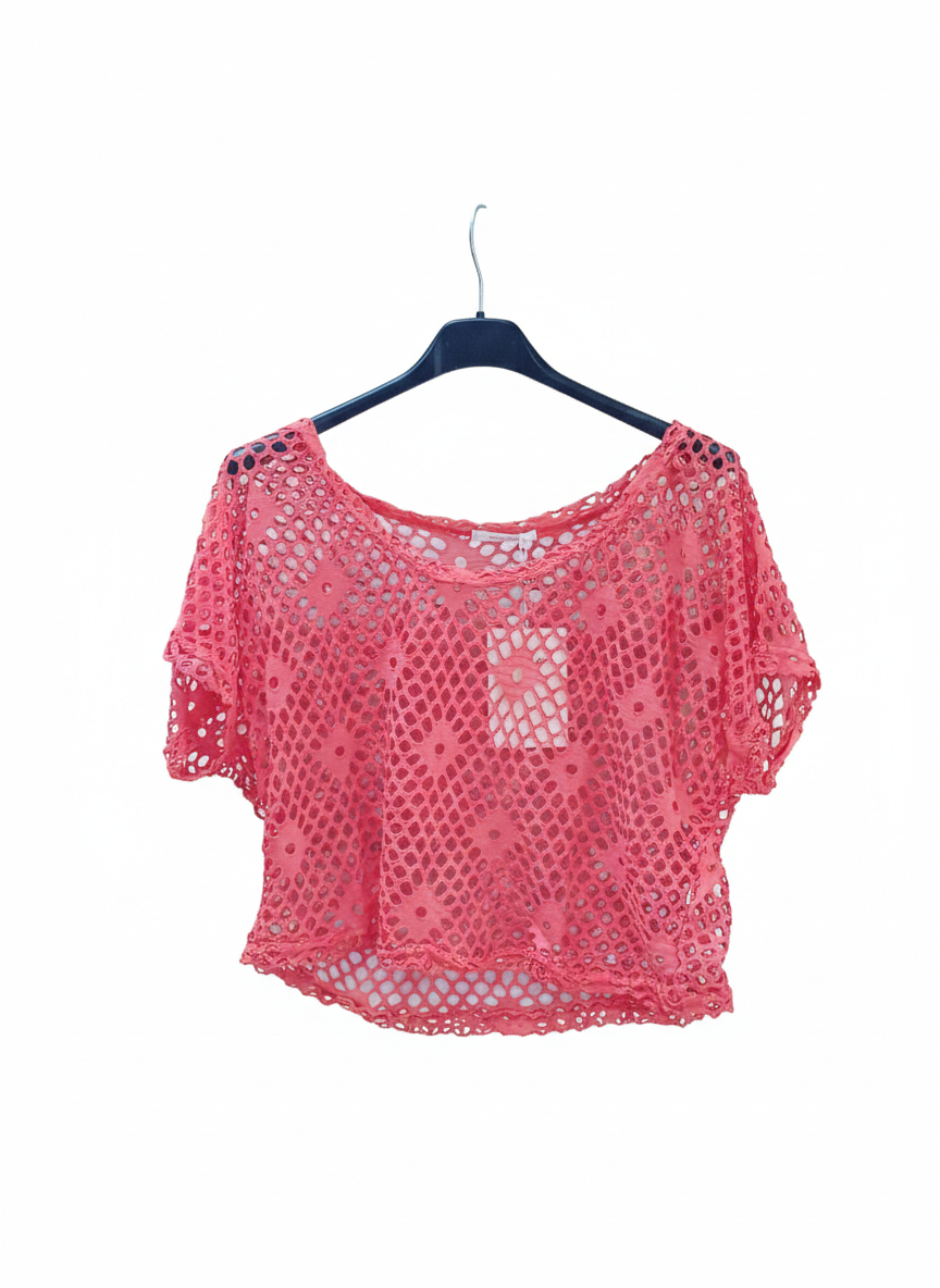 Top Femme Maille Filet Ajourné Bohème Léger Taille Unique Top Libre & Tissé LyaMode
