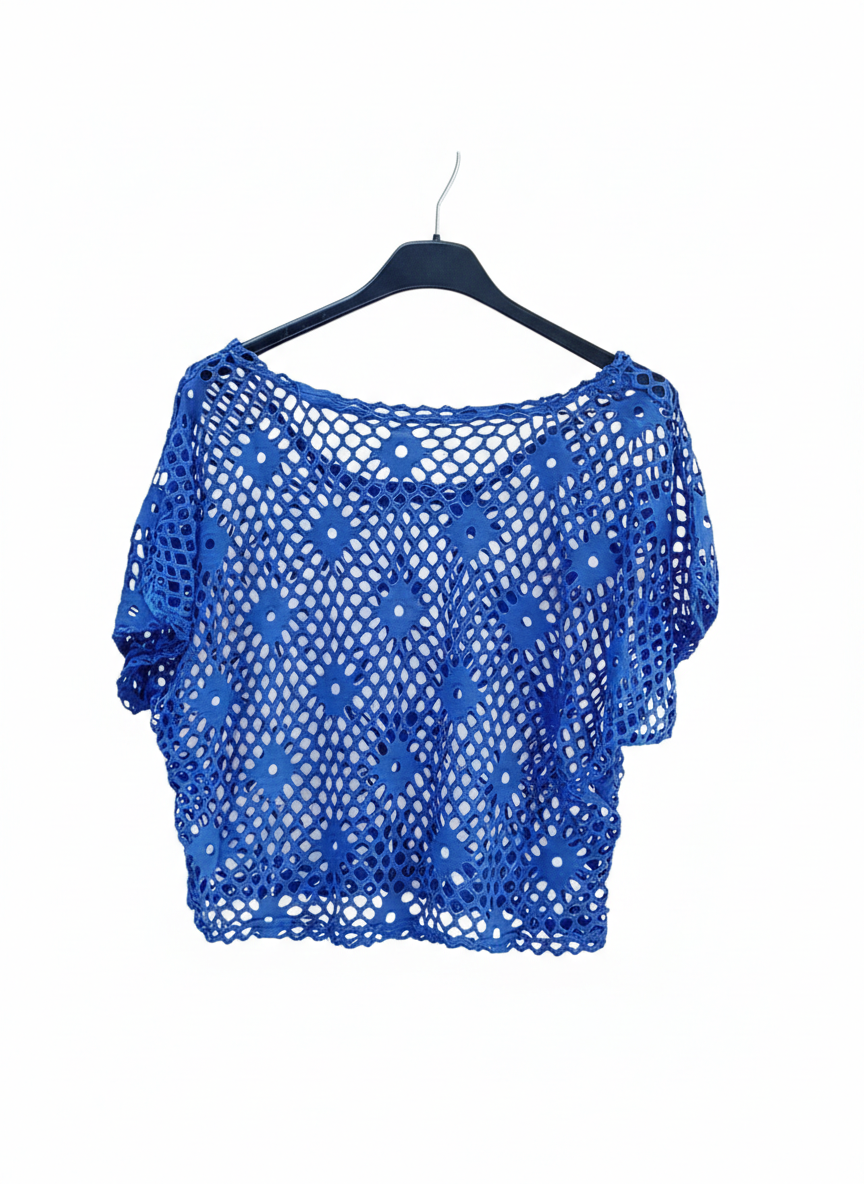 Top Femme Maille Filet Ajourné Bohème Léger Taille Unique Top Libre & Tissé LyaMode