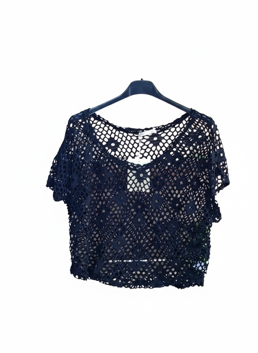 Top Femme Maille Filet Ajourné Bohème Léger Taille Unique Top Libre & Tissé LyaMode