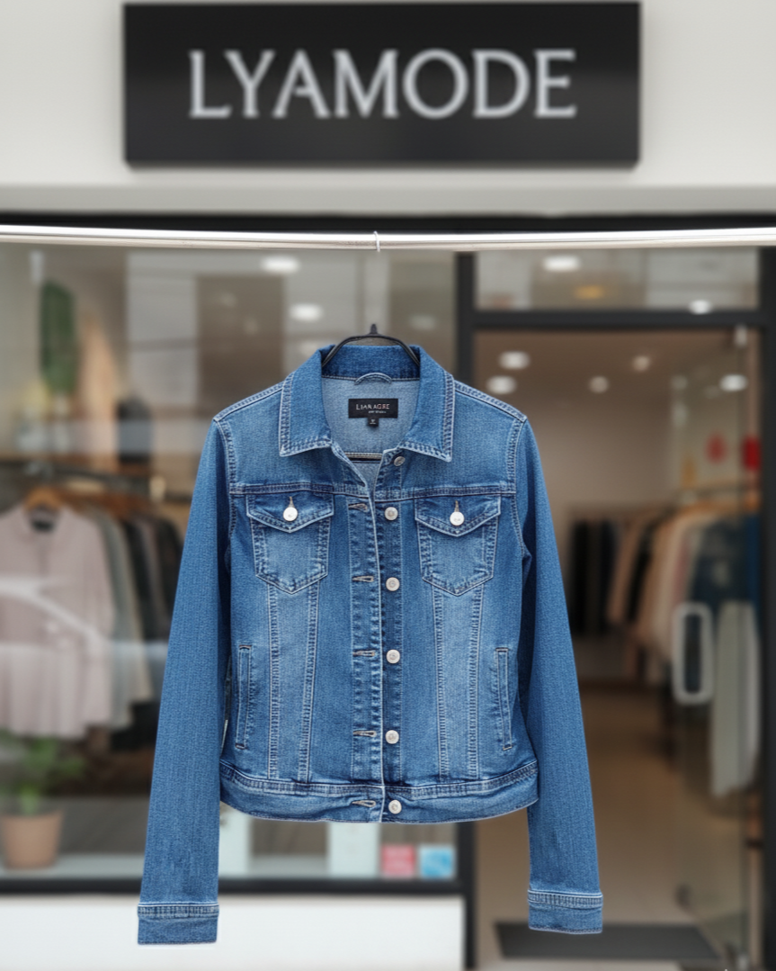 Veste en jean femme coupe moderne denim stretch confortable coton casual chic mi-saison du 36 au 46 | LyaMode