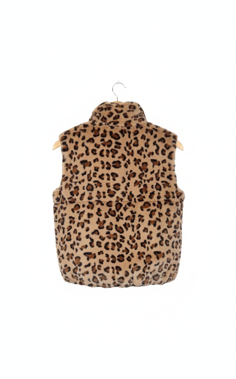 Doudoune sans manches femme léopard réversible style cocoon chaud polyester coupe ajustée confortable taille unique hiver | LyaMode