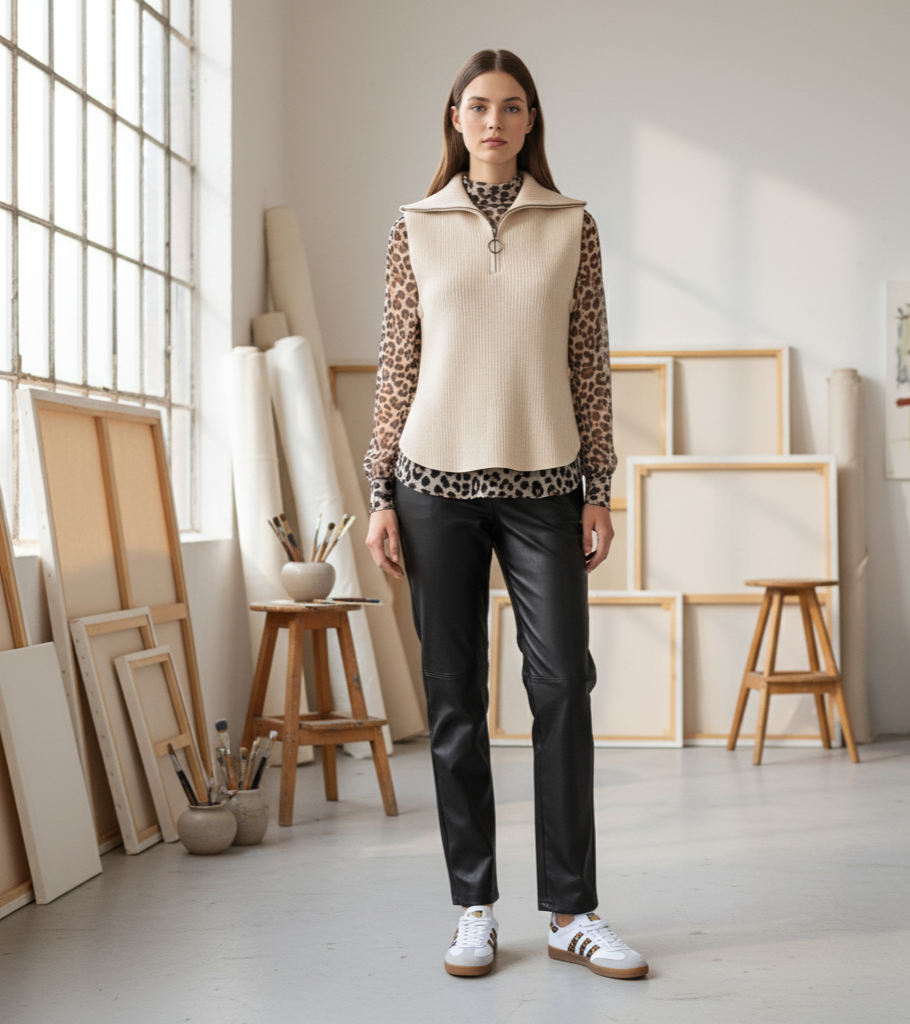 Pull sans manches femme maille douce col zippé coupe confortable chic | Cozy Chic – LyaMode