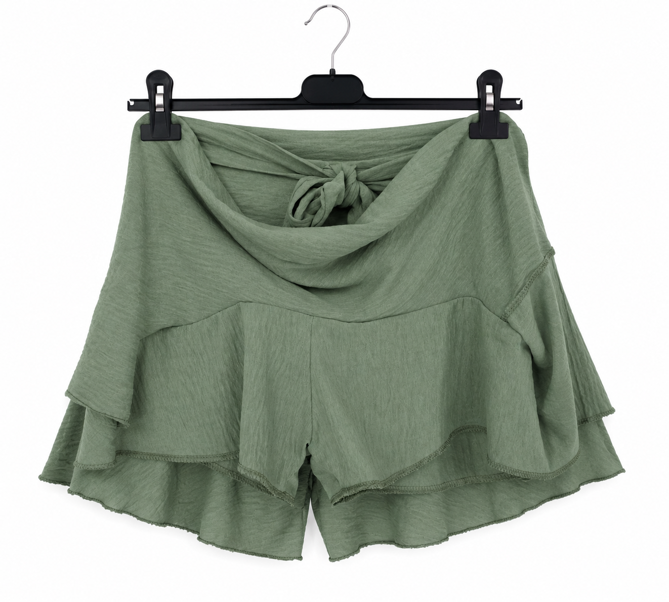 Jupe-short femme fluide à volants 100% viscose taille nouée coupe bohème chic confortable été taille unique jusqu’au 40 | LyaMode