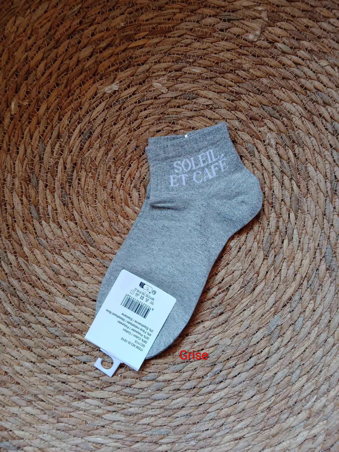 Socquettes à paillettes femme “Soleil Et Café” taille 36-42 coton confort brillant original | LyaMode