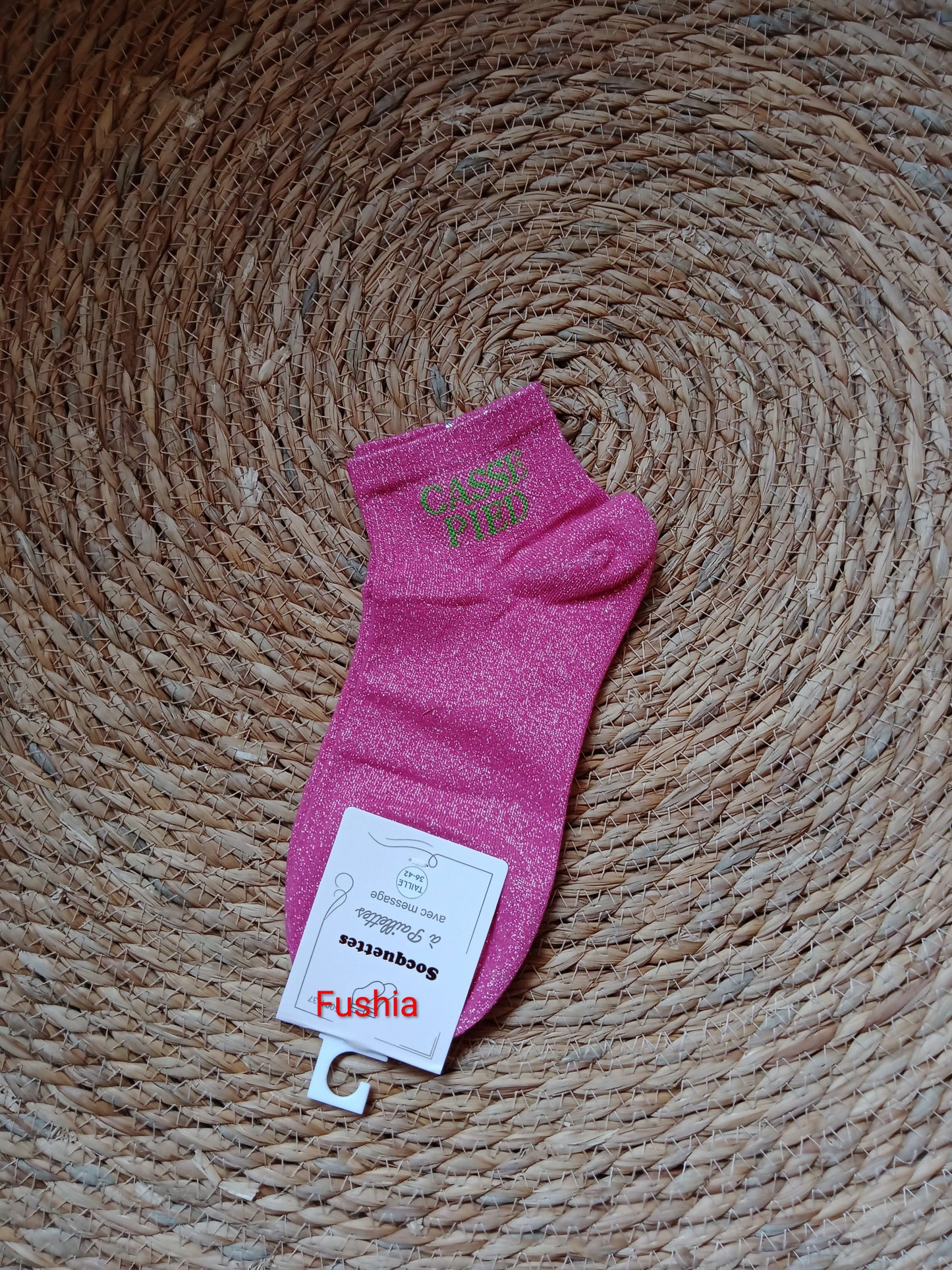 Socquettes à paillettes femme “Casse Pied” taille 36-42 coton confort brillant original | LyaMode