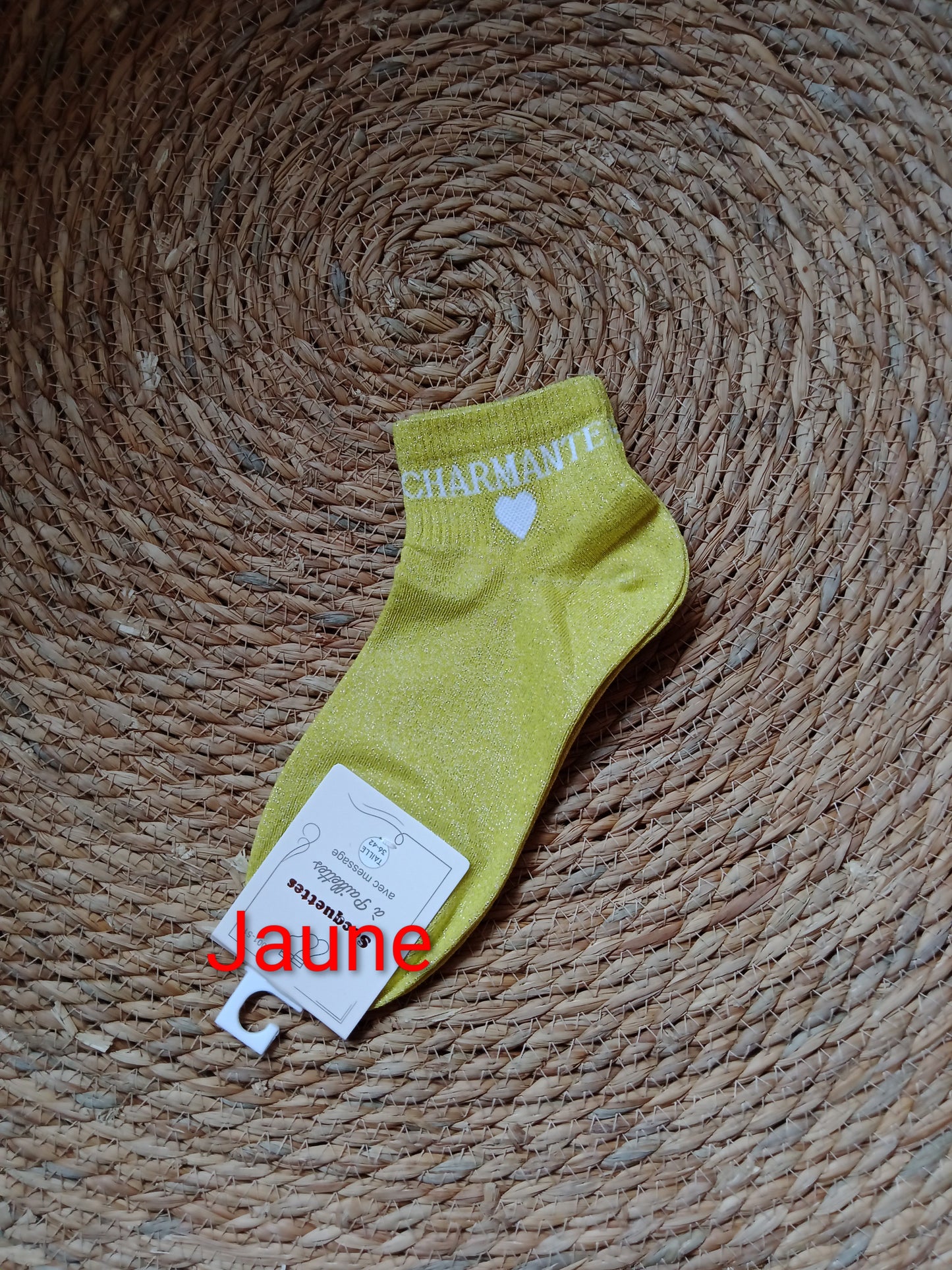 Socquettes à paillettes femme “Charmante” taille 36-42 coton confort brillant original | LyaMode