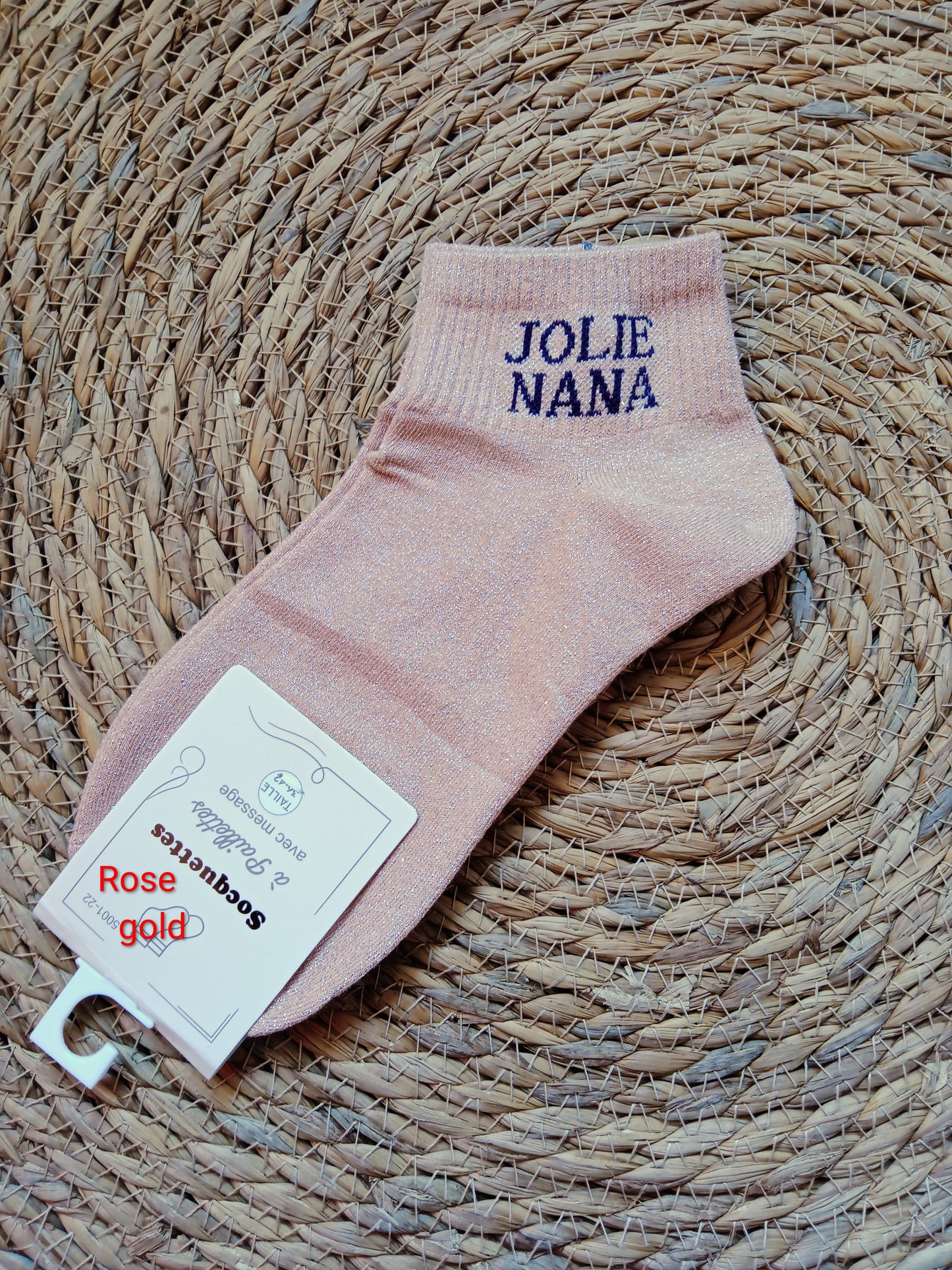 Socquettes à paillettes femme “Jolie Nana” taille 36-42 coton confort brillant original | LyaMode