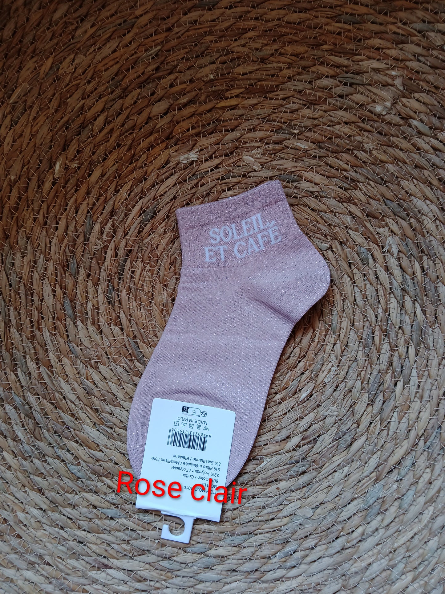 Socquettes à paillettes femme “Soleil Et Café” taille 36-42 coton confort brillant original | LyaMode