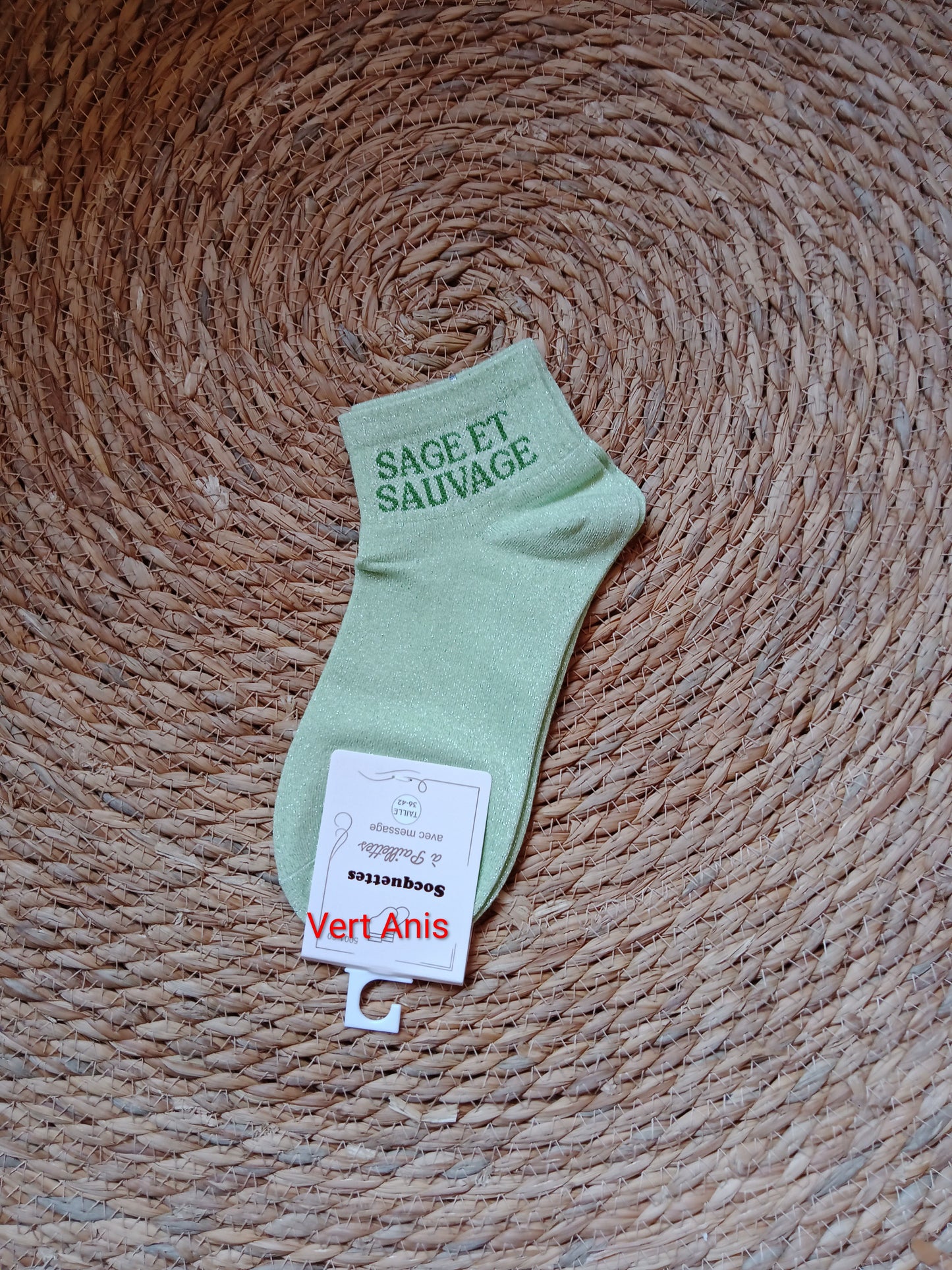 Socquettes à paillettes femme “Sage et Sauvage” taille 36-42 coton confort brillant original | LyaMode