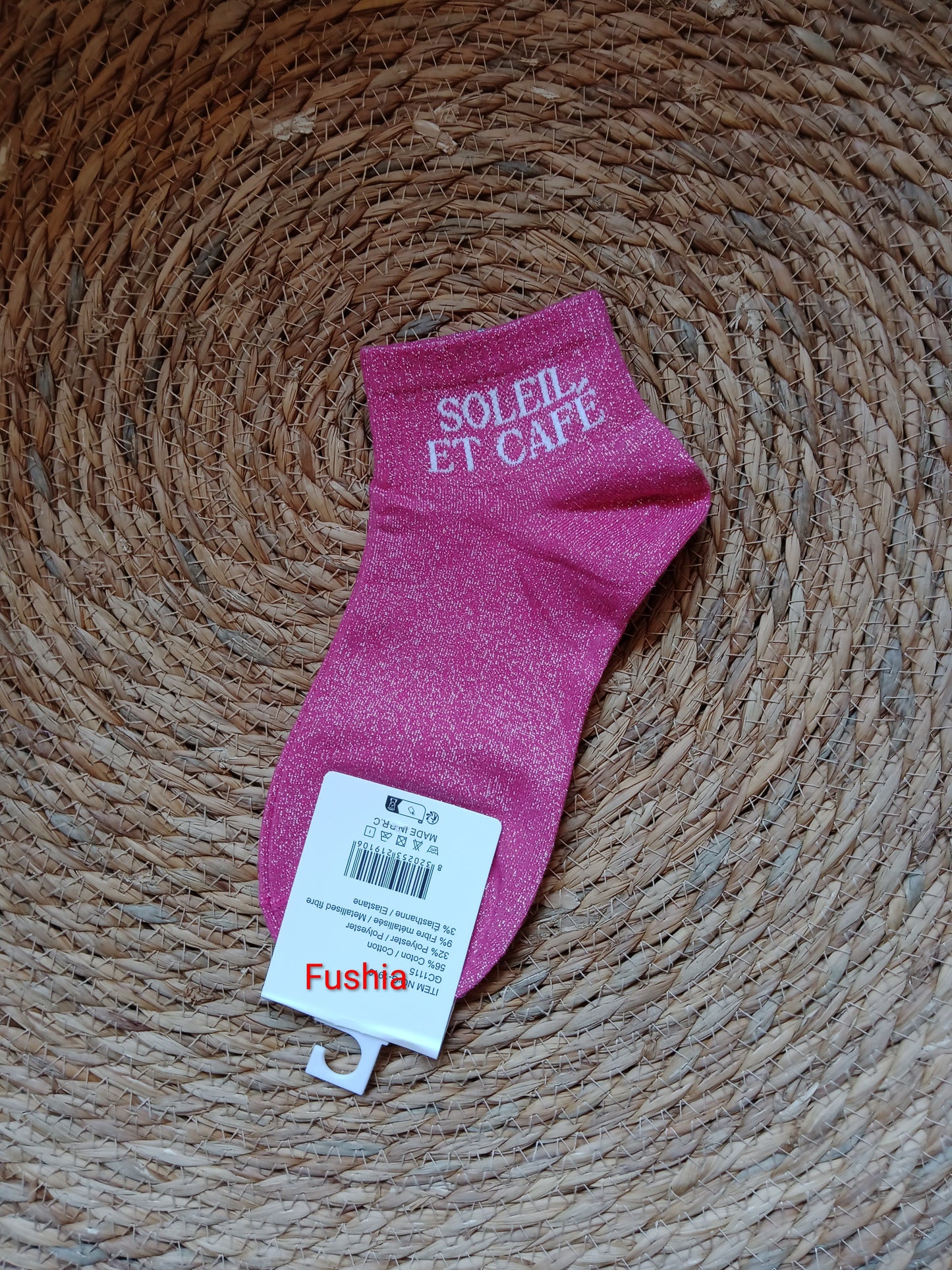 Socquettes à paillettes femme “Soleil Et Café” taille 36-42 coton confort brillant original | LyaMode