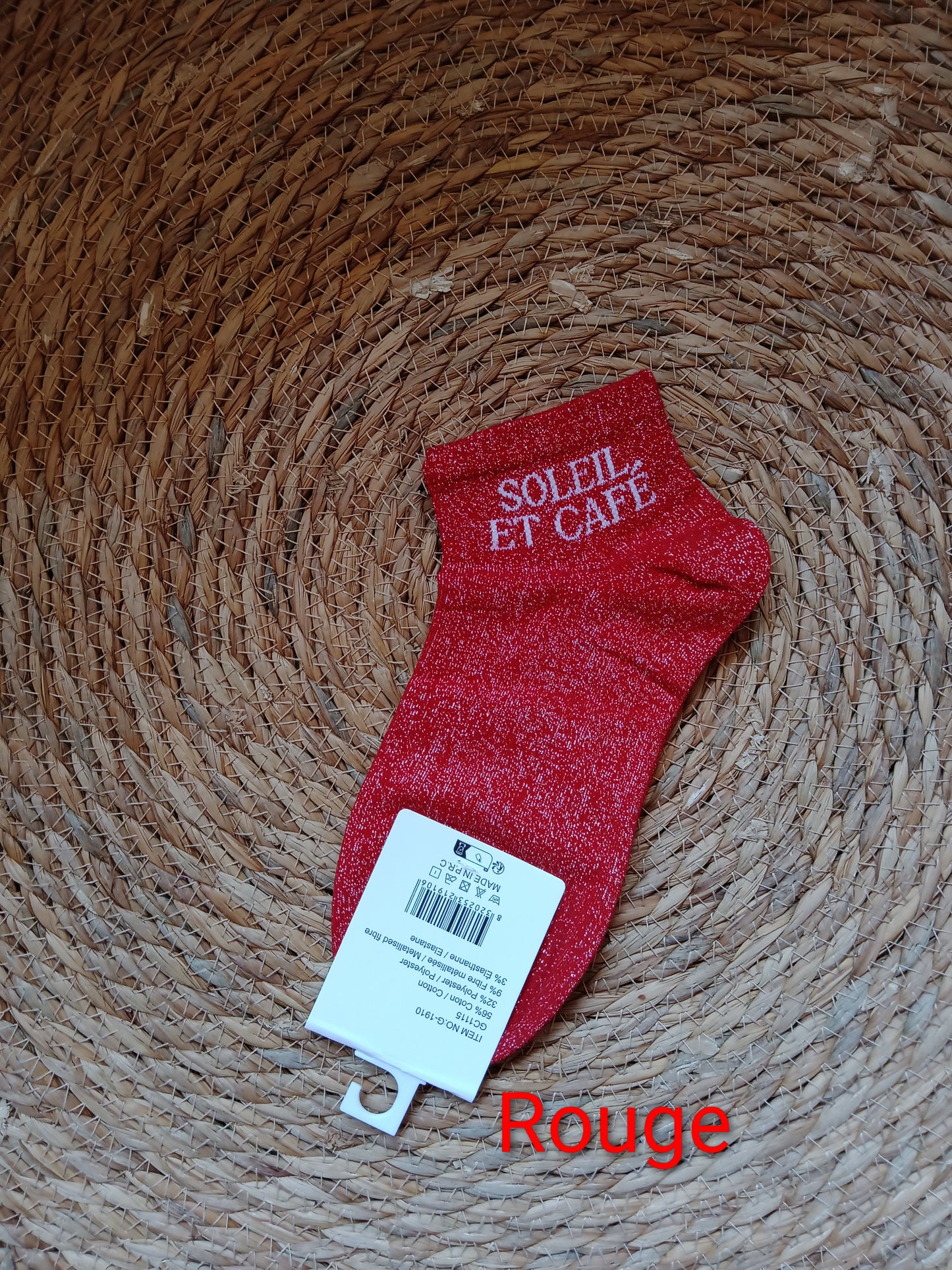 Socquettes à paillettes femme “Soleil Et Café” taille 36-42 coton confort brillant original | LyaMode